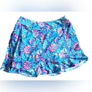 X by Gottex Skort Vibrant Floral Shorts Under Skirt Golf Pickleball Pocket Sz M